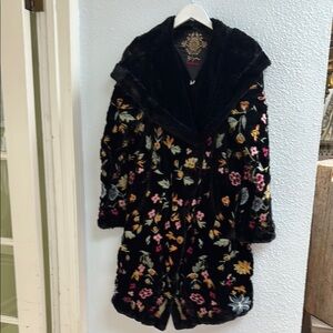 Floral Johnny Was Embroidered Black Teddy Jacket